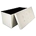 Produktbild Intirilife - 78 x 38 x 38 cm Sitzbank mit Stauraum aus Kunstleder mit Polsterknöpfen - Aufbewahrungs-Box Sitzhocker Faltbox Ordnungsbox Aufbewahrungsbank Sitz-Truhe Kiste mit Deckel in CREME-WEISS