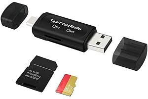 Czytnik kart SD, Seminer 4 w 1 USB C/USB 2.0 podwójny adapter kart pamięci OTG do kart pamięci TF/Micro SD/SD/SDXC/Micro SDXC/Micro SDHC (czarny)