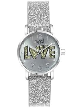 Lucardi - Regal - Regal Glitzer-Uhr mit einem silberfarbenen Armband für Kinder - Edelstahl