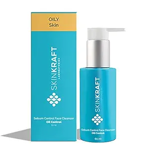 SkinKraft Face Wash For Oily Skin - Customized Sebum Control Face Cleanser - Removes Excess Oil - Improves Skin Texture - Dermatologist Approved - 60ml