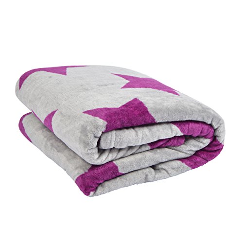 Pink Papaya Snug Me Supersoft Big Stars, Manta con Motivo de Estrellas, Medidas 150 x 200 cm; Color: Gris/púrpura Estrella