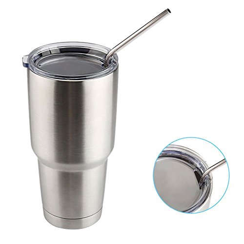 Xcellent Global 6 Pack Edelstahl Strohhalm Wiederverwendbare Metall-Strohhalme (1 Breit, 2 Gerade, 1 Gebogen, 2 Reinigungsbürsten, 1 Tragebeutel) für Smoothies, Yeti, RTIC & Mehr HG181 - 7