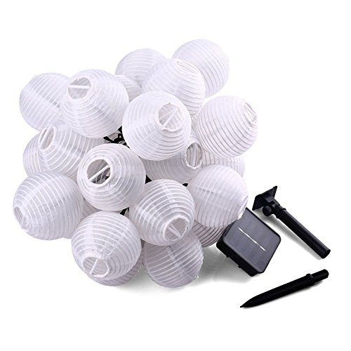 Samoleus Solar Outdoor Lichterkette 4.8 Meter 20 LEDs Lampions Laterne Solarbetrieben Lichterkette Wasserfest Weihnachten Dekoration für Garten, Terrasse, Hof, Haus, Weihnachtsbaum, Feiern (Warmweiß) - 6