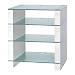Produktbild HiFi Ständer, HiFi Rack, AV Audio stehen, und Weiß glänzend mit vier Drei Ablagen Glas geätzt
