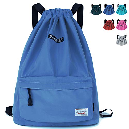 WANDF Drawstring Backpack Sackpack Water Repellent Gymbag for Shopping Sport Yoga, Purple