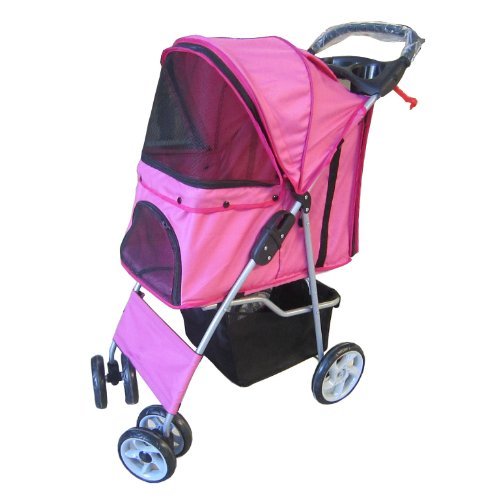 FoxHunter-New-Pink-Dog-Puppy-Cat-Pet-Travel-Stroller-Pushchair-Pram-Jogger-Buggy-With-Two-Front-Swivel-Wheels-And-Rear-Brake