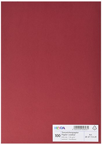 Heyda 204711429 Tonpapier DIN (A4, 130 g qm, 100 Blatt) weinrot