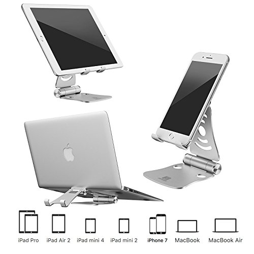 Faltbar Tablet Ständer Multi-Winkel ZEIGER einstellbar Handy Halter für 4-13″ Tablet iPad Air Pro mini,iPhone,macbook,kindle Samsung Tab mini Aluminium Reise Tablet Ständer Tischplattenhalter Tisch Halterung Silber Y192S - 7