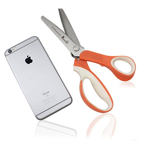 Zackenscheren, P.LOTOR Stoffschere Zickzackschere für Stoffe Schneiderschere mit Komfortgriff 24cm/9,3 Inches(Gezähnt-Orange) - 3