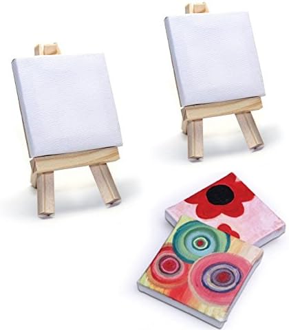 2 mini blank canvases to paint 7x7cm with easel - mini canvas - painting, drawing, tableware