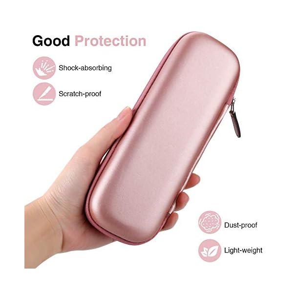 AGPTEK Apple Pencil Hülle, Premium Kunstleder Tasche Stiftschlaufe Stift Schutzhülle für Samsung, Huawei, Surface Pro Eingabestift mit integriertem Ablagefach und passend für USB Kabel, Rosagold – Bild 3