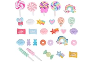 BIITFUU 29 piezas falsas caramelo conjunto plástico dulces resina colorido para bricolaje manualidades adornos decoración