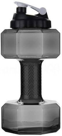 Dumbbell Shaped Sport Water Cup Kettle Fit Drink Exercise Gym Bottle 2.5L (Black)