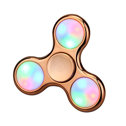 Bescita LED Licht Fidget Hand Spinner Finger Spielzeug Dekompression Spielzeug EDC Focus Gyro,Mit Schalter (Roségold)