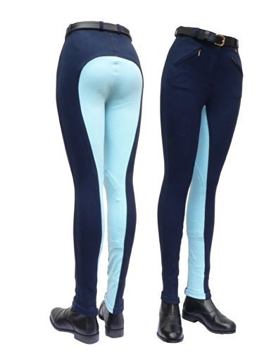 Gallop-Ladies-Two-Tone-Contrast-Horse-Riding-Jodhpurs-Navy-Sky-30