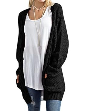 HENCY Damen Strickjacke Cardigan Strickmantel Casual Langarm Offener Mit Taschen