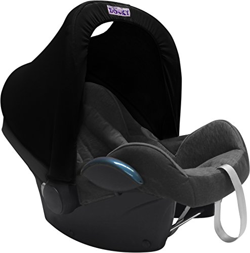 Original DOOKY HOODY ** Style UV+ ** Universal Verdeck / Dach für Maxi Cosi Cabrio / CabrioFix / Pebble / Citi, Römer und andere Babyschalen Gruppe 0+ als Sonnenschutz / Windschutz / SonnenDach / Sonnenverdeck (SCHWARZ) - 2