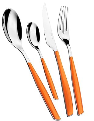 Bugatti GLOU-021G50 Glamour Ménagère de 24 Pièces Service de Table SAN/Acier Orange 22 x 8 x 30 cm