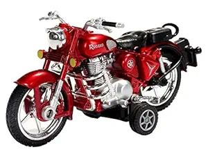 Nihank Toys Rugged Red Colour Bike- Looks Like The Real Bike - with Pull Back Action That can be Changed to Side Stand Easily - Handle can be Tilted - for Kids and Collectors