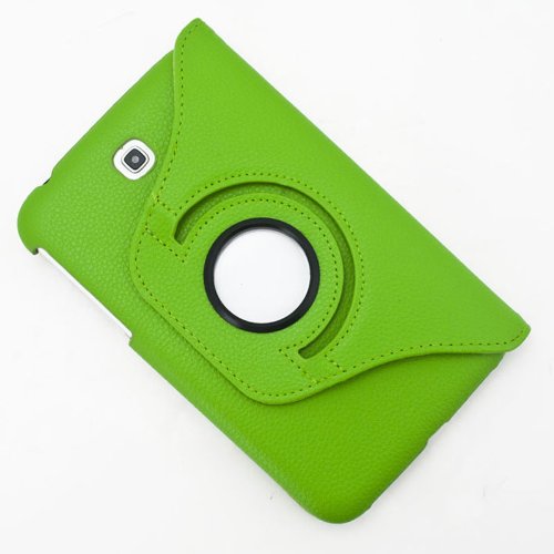 gada – Samsung Galaxy Tab 3 P3200 P3210 P3220 360° drehbare Leder-Imitat Tasche mit praktischer Standfunktion in schickem Grün inkl. kostenloser Displayfolie und Touch Pen - 3