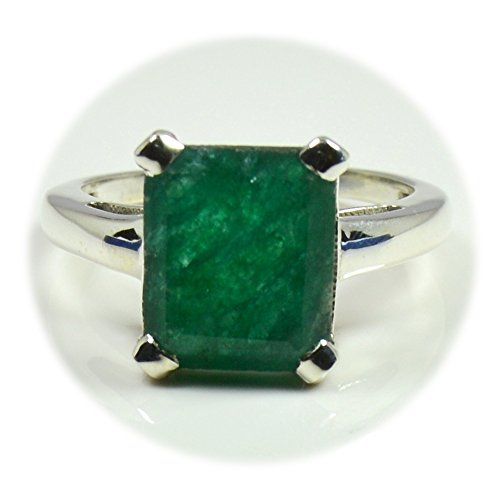 GemsyogiNatural Indian Emerald Rings For Men Women Chakra Healing Birthstone Jewelery in 925 Silver, Rose Gold and 18K Gold Plated Size J-X