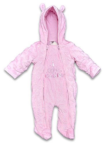 Baby Girls Padded Love Cuddles Snowsuit Pramsuit with Ears sizes from Newborn to 6 Months