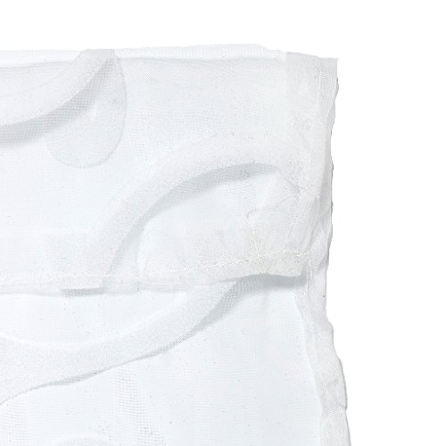 Generic 100 x 200cm Beflockung Transparente Vorhang Fenstervorhang Gardine Tüll für Fenster Balkon Haus Dekor – Weiß - 4