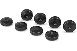 PrecisionGeek Speaker Spike Pads – Black Aluminium 20mm Diameter with Knurled Finish – Floor Protectors for HiFi Speakers, AV Stands, Cabinets, Soundbars – Set of 8