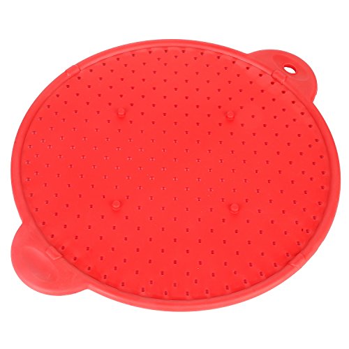 2 Stück Spritzschutz Ø 28 cm ROT Silikon Pfannenspritzschutz 6in1 Verwendbar als Spritzschutz, Seiher, Überkochschutz, Backblech, Untersetzer und Mikrowellendeckel - 3