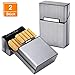 Produktbild [2 Stck] Aluminium Zigarettenetui, DealKits Elegante Stabile Metall Zigarettenetuis Zigarettenbox Zubehör mit Magnetverschluss und Einrast Funktion für 20 Zigaretten für Damen Herren, Grau