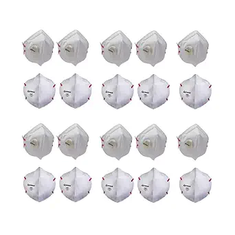 Suzec Venus Combo of N95 mask V-4400 Flat Fold Respirator with NIOSH N95 Certification (10) & Venus V4400 FFP1 with Valve (10) | Face mask for men, women and kids | Free Size (Pack of 20)