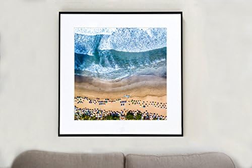 Bali beach umbrellas and surf, XL Aerial Photographic Print (50x50cm)