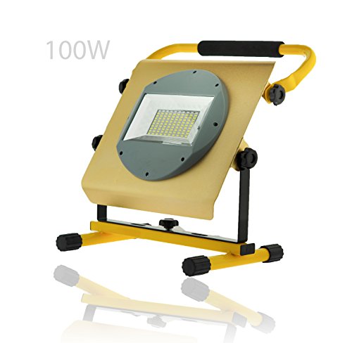 100W Gelb LED Akku-Flut-Licht,wiederaufladbar, Außenbeleuchtung, Fluter,Strahler Scheinwerfer (Gelb)