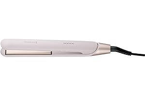 Remington Straightener [Advanced Ceramic + Almond Oil] Almond Allure (Ultra-Fast Heat Up, Digital Temperature Control, Curved Design for Curls & Waves, Extra-Long Plates, Worldwide Voltage) S4807