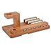 Produktbild kochbuecher halter,HALOVIE Bambus Holz Unterstuetzung fuer Smartphones und Tablets iPhone iPad Android Apple Watch Unterstuetzung USB-Ladeanschluss 4 Universaltelefonhalter