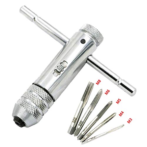 Preisvergleich Produktbild Highdas Einstellbare SchraubenschlüsselT-Bar-Schlüssel,D... Tools, Verstellbare Schraubenschlüssel, HSS-T-Bar-Griff Reversible Ratschenschlüssel (M3-M8)