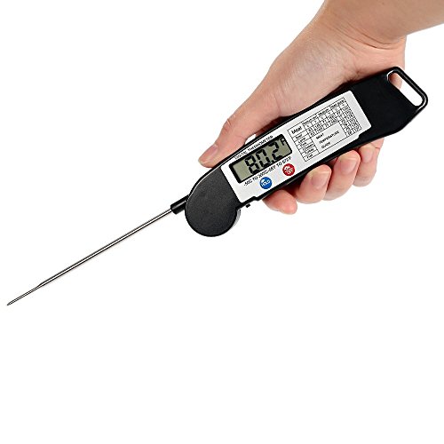 MagiDeal Haushaltsthermometer Kochthermometer Küchenthermometer Einstichthermometer sofort lesen mit lange Sonde, Digital LCD Bildschirm Korrosionsschutz, ideale für Braten, Kochen, Grillen/BBQ, Backen, Baby-Ernährung usw. – Schwarz, 15×3.5×1.5cm - 5