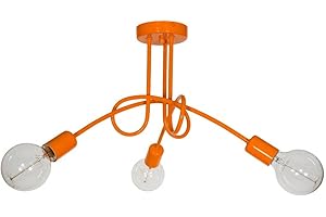 LIGHT HOME LH Light-Home Edison Lampadario da Soffitto Industriale - Lampadari Moderni Per Soggiorno Camera da Letto e Cucina in Metallo - a 3 Luci - E27 - Arancia