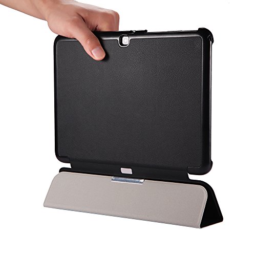 EasyAcc Samsung Galaxy Tab 4 10.1 Hülle SM-T530 SM-T535 Case Tasche mit Standfunktion Auto Wake up Sleep PU Leder hüllen für Samsung Galaxy Tab 4 10.1 Smart Cover mit Auto Sleep Wake up / Standfunktion (Schwarz, Kunstleder, Ultra dünn) - 2