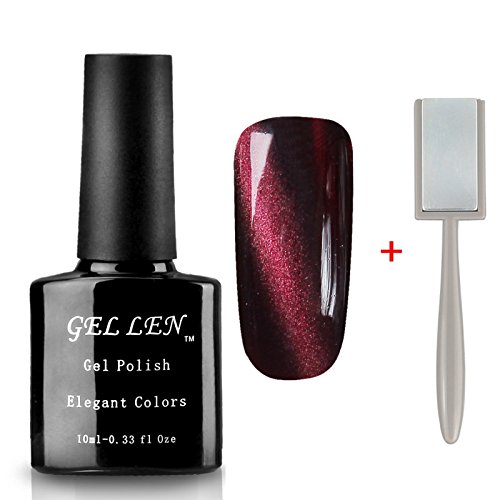 Gellen Cat Eye UV LED Gellack Gel Nagellack UV-Lack LED-Lack auflösbarer Farblack 10ml + Eisen-Magnet #05 dunkelrot