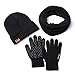 Produktbild Winter-Motorrad Fleece gefüttert Hut + Fleece gefüttert Schal + Touchscreen Handschuhe Set thermische Strickmütze Mütze Motorrad Gesichtsmaske