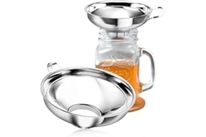 GEBRAZY Zestaw lejków ze stali nierdzewnej, 2 sztuki, lejek do marmolady, lejek ze stali nierdzewnej, z uchwytem, duży i mały, duży otwór na przyprawy, płyny, proszek, fasolę