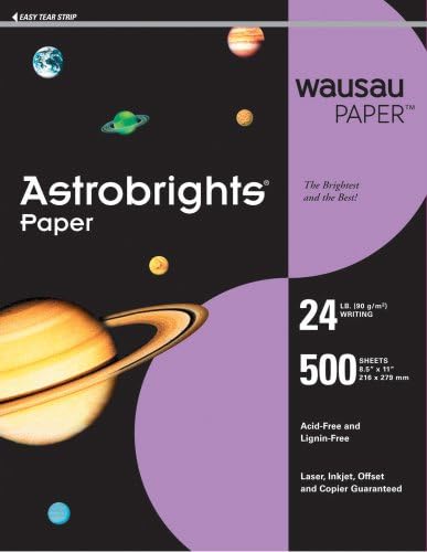 Wausau Astrobrights 24# Writing Paper, 500 count, Planetary Purple, 8.5 x 11 Inch (21678 ) by Wausau