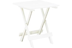 VIDAXL Ipae-Progarden Adige - Tavolo pieghevole da giardino, Polipropilene, Bianco, 44 x 44 x 50 cm