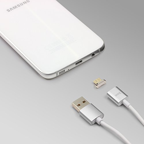 Original Urcover® Tech Magnetisches USB Ladekabel Micro USB Snap Silber [ FAST CHARGING ] mit LED Statusanzeige für Android Smartphones und Tablets - 2