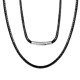 ▪▪▪▪▪▪ ▶ Diseño Intemporal ◀ ▪▪▪▪▪▪ Collar de cadena de cordones trenzados encerados de alta densidad, impermeable, que se puede usar durante la ducha, flexible y suave, broche dudadero de acero inoxidable, joyería moderna, básica y simple nunca pasa de moda, adecuado para hombres y mujeres. Puede usarse solo o combinarse con un colgante, es no sólo un collar para el cuello, sino también una pulsera enrollada en la muñeca.
