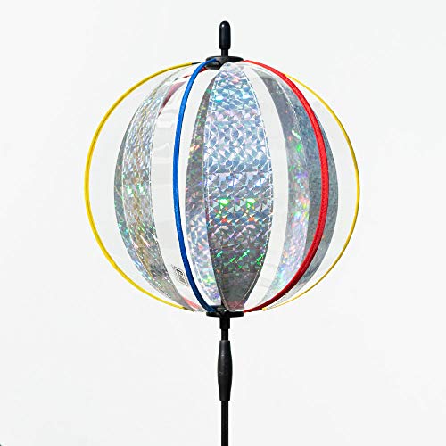 CIM Girouette - Magic Crystal Laser - résiste aux UV et aux intempéries - Boule : Ø25cm, Hauteur Totale : 100cm - INCL. Tige en Fibre de Verre, Cheville de Fixation et système d'accrochage