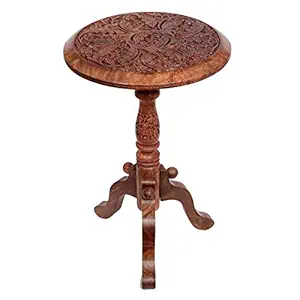 Classical Youth Sheesham Wood Brown Round Multipurpose Corner Wooden Table