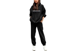 Tomwell Femmes Survêtement Casual Ensemble 2Pcs Suit Mode Ample Manches Longues Sweatshirt Hiver Chaude Sweats à Capuche + Jogging Pantalons Sportswear Femme Yoga Fitness
