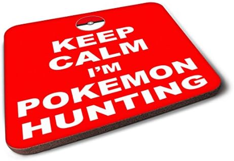 Keep Calm I'm Pokemon Hunting - Pokeball Wooden Coaster Coasters Gift - High Gloss Finish
